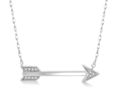 1 20 Ctw Round Cut Diamond Arrow Necklace in 10K White Gold Discount