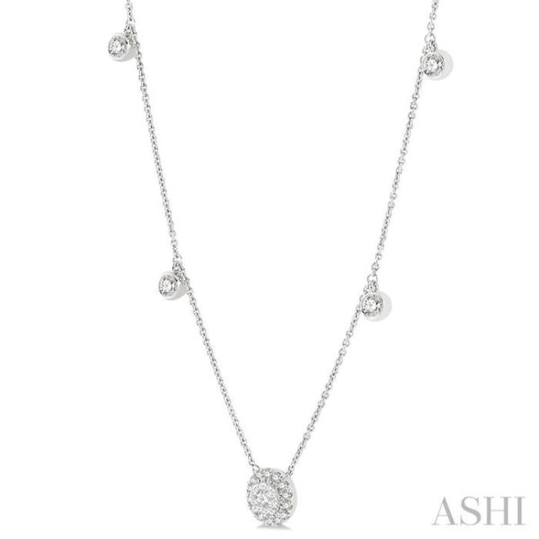 1 3 ctw Circular Lovebright Round Cut Diamond Necklace in 14K White Gold Cheap