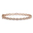 Rose GoldFinish Sterling Silver Micropave Three Stone Marquis Bangle Bracelet with Simulated Diamonds Online