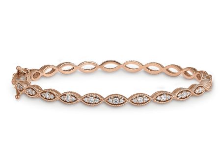 Rose GoldFinish Sterling Silver Micropave Three Stone Marquis Bangle Bracelet with Simulated Diamonds Online