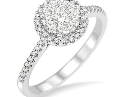 1 2 Ctw Round Shape Diamond Lovebright Ring in 14K White Gold on Sale