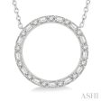 1 2 Ctw Circle Baguette and Round Cut Diamond Necklace in 14K White Gold Sale