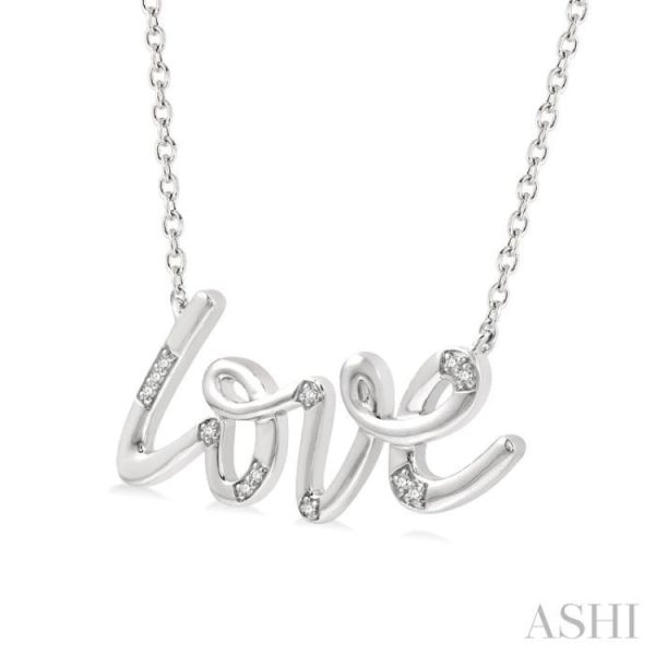 1 20 Ctw Love Scribed Round Cut Diamond Pendant With Chain in Sterling Silver For Cheap