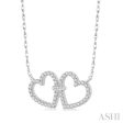 1 4 Ctw Coupled Twin Heart Round Cut Diamond Necklace in 10K White Gold Online Sale