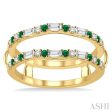 1 3 ctw Baguette and Round Cut Diamond & 1.50MM Emerald Insert Ring in 14K Yellow Gold Online