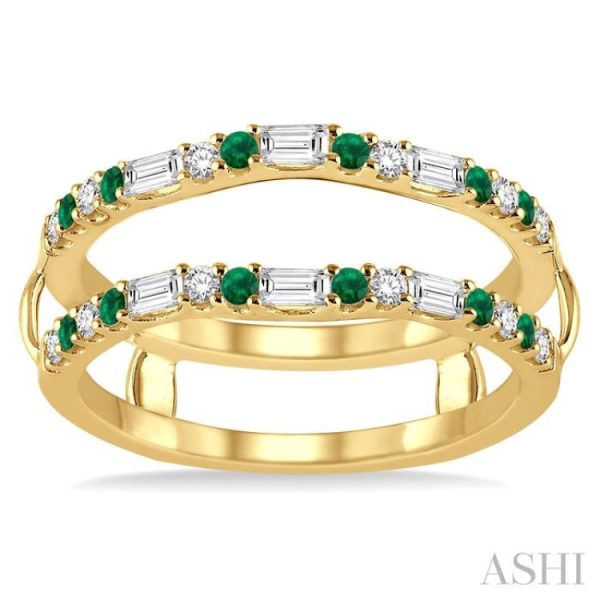 1 3 ctw Baguette and Round Cut Diamond & 1.50MM Emerald Insert Ring in 14K Yellow Gold Online