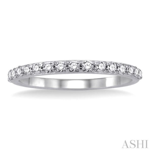 1 3 Ctw Round Cut Diamond Wedding Band in 14K White Gold Fashion