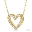 1 4 Ctw Heart Charm Baguette and Round Cut Diamond Necklace in 14K Yellow Gold Discount