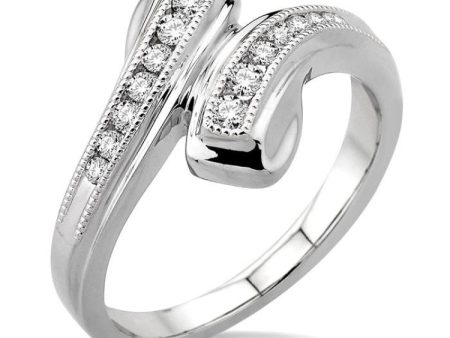 1 4 Ctw Round Cut Diamond By-pass Ring in 10K White Gold For Cheap