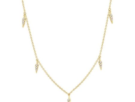 1 10 ctw Spearhead Mount Round Cut Diamond Station Necklace in 14K Yellow Gold For Discount