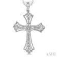 1 20 Ctw Single Cut Diamond Cross Pendant in Sterling Silver with Chain For Cheap