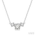 1 2 Ctw Three Stone Round Cut Diamond Necklace in 14K White Gold Cheap