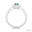 1 3 ctw Pear Cut 6X4 MM Emerald and Round Cut Diamond Precious Ring in 14K White Gold Discount