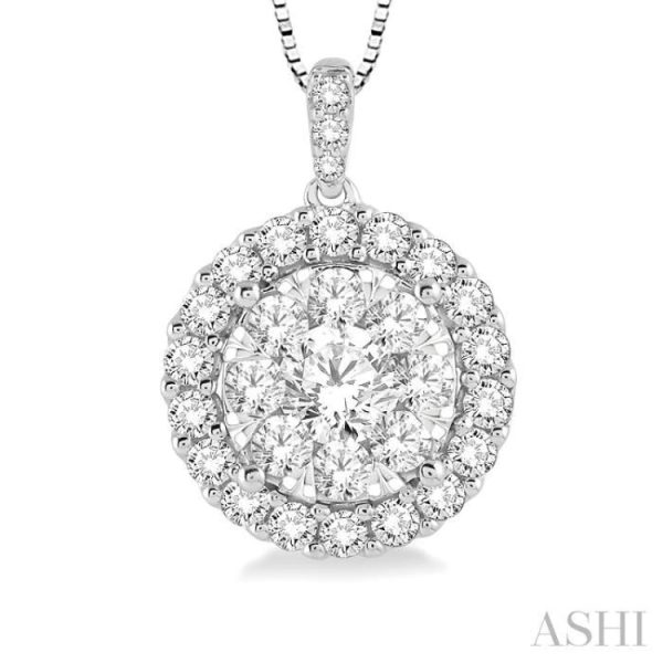 1 2 Ctw Round Cut Diamond Lovebright Pendant in 14K White Gold with Chain Supply