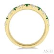 1 2 ctw Round Cut Diamond and 2.9MM Emerald Precious Wedding Band in 14K Yellow Gold Sale