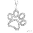 1 20 Ctw Round Cut Diamond Paw Pendant in Sterling Silver with Chain For Sale