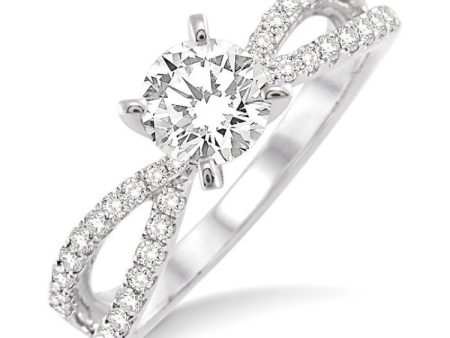 1 3 Ctw Diamond Semi-Mount Engagement Ring in 14K White Gold Hot on Sale