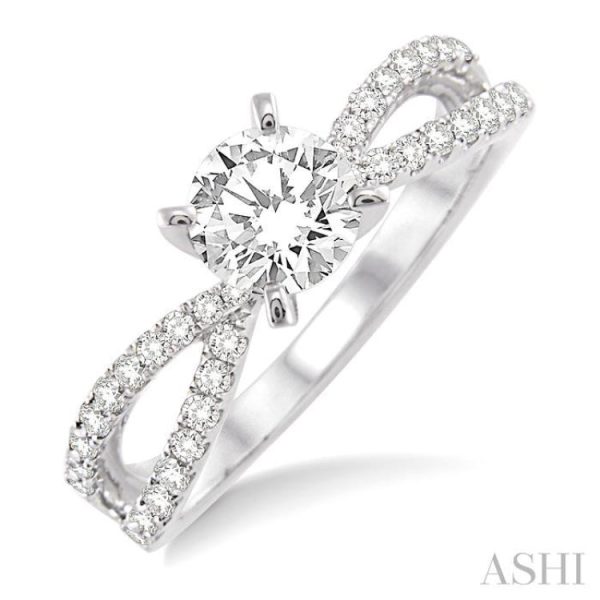 1 3 Ctw Diamond Semi-Mount Engagement Ring in 14K White Gold Hot on Sale