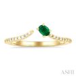 1 10 ctw Petite 4X3 MM Oval Cut Emerald and Round Cut Diamond Precious Fashion Ring in 10K Yellow Gold Discount