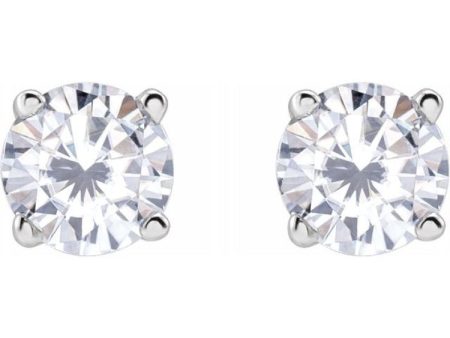 Sterling Silver 4 mm Imitation White Cubic Zirconia Stud Earrings Sale