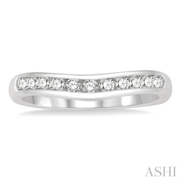 1 3 Ctw Round Cut Diamond Inlay Wedding Band in 14K White Gold Fashion