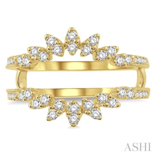 1 2 Ctw Mini Marquise Mounts Round Cut Diamond Insert Ring in 14K Yellow Gold Hot on Sale