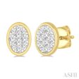 1 3 ctw Oval Shape Lovebright Round Cut Diamond Bezel Stud Earring in 14K Yellow and White Gold Fashion