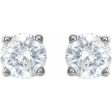 Sterling Silver 4.5 mm Imitation White Cubic Zirconia Stud Earrings For Cheap