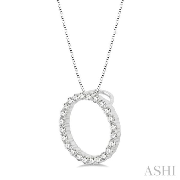 1 4 Ctw Circle of Love Round Cut Diamond Pendant With Chain in 14K White Gold Cheap