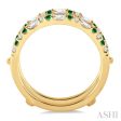 1 3 ctw Baguette and Round Cut Diamond & 1.50MM Emerald Insert Ring in 14K Yellow Gold Online