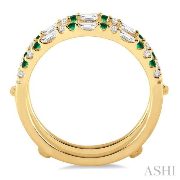 1 3 ctw Baguette and Round Cut Diamond & 1.50MM Emerald Insert Ring in 14K Yellow Gold Online