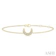 1 20 ctw Petite Crescent Moon Round Cut Diamond Fashion Bracelet in 10K Yellow Gold Cheap