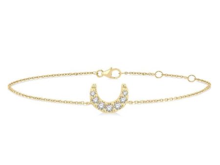 1 20 ctw Petite Crescent Moon Round Cut Diamond Fashion Bracelet in 10K Yellow Gold Cheap