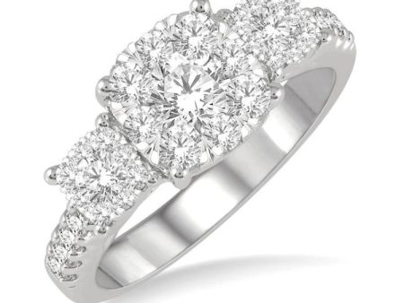 1 1 10 Ctw Triple Circle Round Cut Lovebright Diamond Ring in 14K White Gold Sale