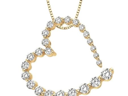 1 2 Ctw Diamond Journey Heart Pendant in 14K Yellow Gold with chain For Cheap