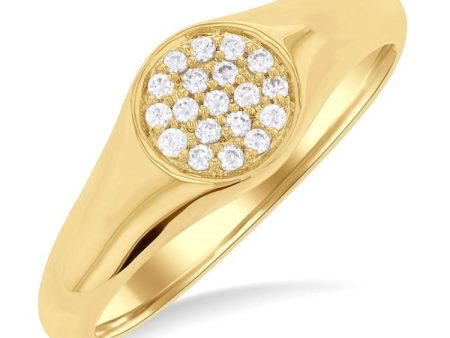 1 10 Ctw Round Signet Round Cut Diamond Stackable Ring in 10K Yellow Gold Fashion