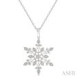 1 20 Ctw Snowflake Lattice Round Cut Diamond Pendant With Chain in Sterling Silver For Discount