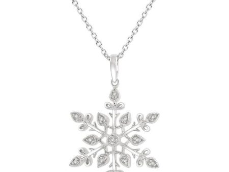 1 20 Ctw Snowflake Lattice Round Cut Diamond Pendant With Chain in Sterling Silver For Discount