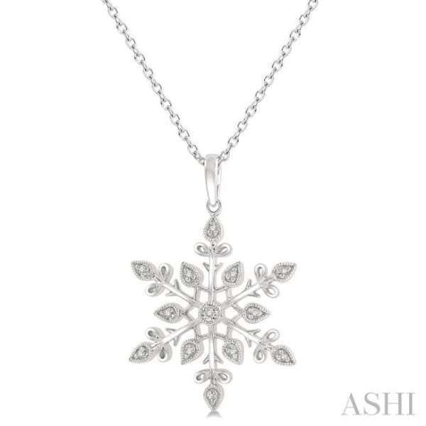 1 20 Ctw Snowflake Lattice Round Cut Diamond Pendant With Chain in Sterling Silver For Discount