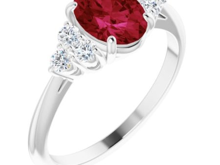 Sterling Silver Lab-Grown Ruby & 1 4 CTW Natural Diamond Ring For Discount