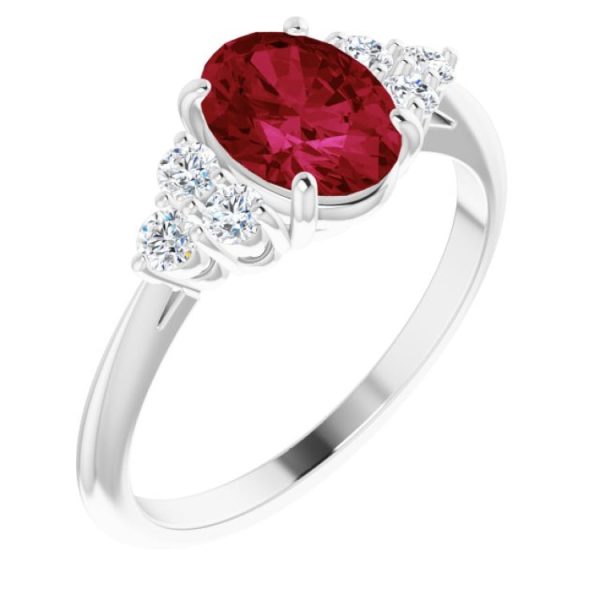 Sterling Silver Lab-Grown Ruby & 1 4 CTW Natural Diamond Ring For Discount