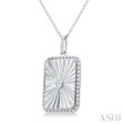 1 20 ctw Rectangle Medallion Round Cut Diamond Pendant With Chain in Sterling Silver Hot on Sale