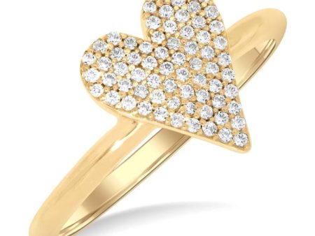 1 4 ctw Heart Shape Pave Set Round Cut Diamond Fashion Ring in 10K Yellow Gold on Sale