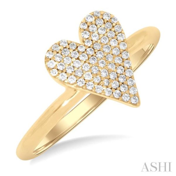 1 4 ctw Heart Shape Pave Set Round Cut Diamond Fashion Ring in 10K Yellow Gold on Sale