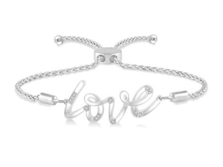 1 20 Ctw Love Scribed Round Cut Diamond Lariat Bracelet in Sterling Silver Discount