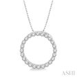 1 4 Ctw Circle of Love Round Cut Diamond Pendant With Chain in 14K White Gold Cheap