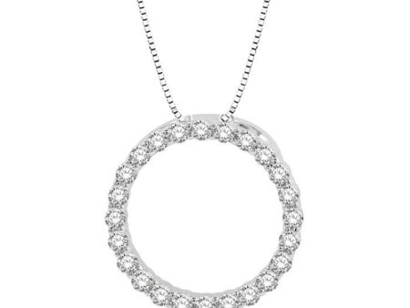 1 4 Ctw Circle of Love Round Cut Diamond Pendant With Chain in 14K White Gold Cheap