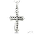 1 10 Ctw Round Cut Diamond Cross Pendant in 10K White Gold with Chain Hot on Sale