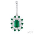 1 3 ctw 5x3 MM & 1.45 MM Emerald and Round Cut Diamond Precious Earring in 14K White Gold Discount