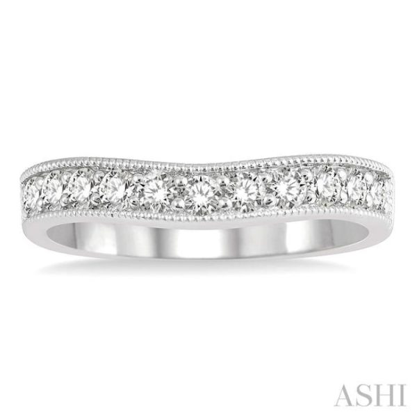 1 2 Ctw Arched Round Cut Diamond Wedding Band in 14K White Gold For Cheap